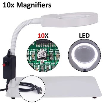 

3x 5x 8x 10x LED Lights High Magnification Magnifying Glass Upgraded table Magnifier Lamp for repair phone soldering