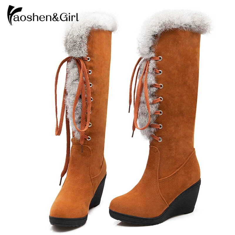 Haoshen &amp Girl/Женская обувь зимние сапоги распродажа плюшевые до колена на меху