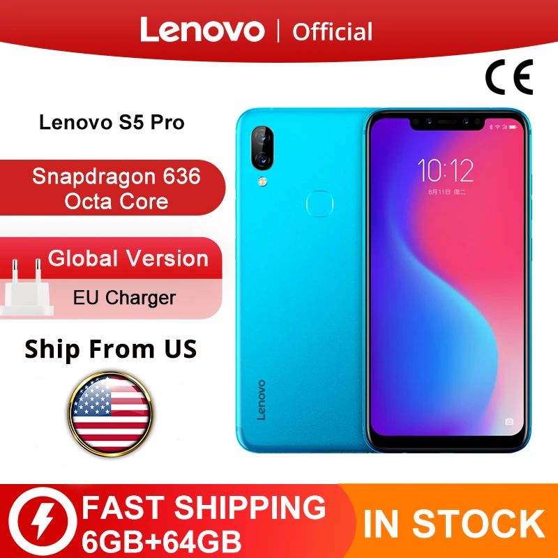 Глобальная версия Lenovo S5 Pro 6 Гб 64 Snapdragon 636 Octa четыре ядра смартфон с функцией