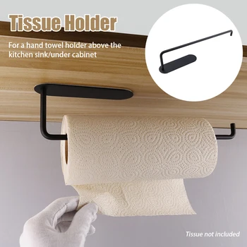 

Large Under Cabinet Hanging Storage Rack Wall Mounted Home Hotel Self Adhesive For Kitchen Multifunction Paper Towel Holder