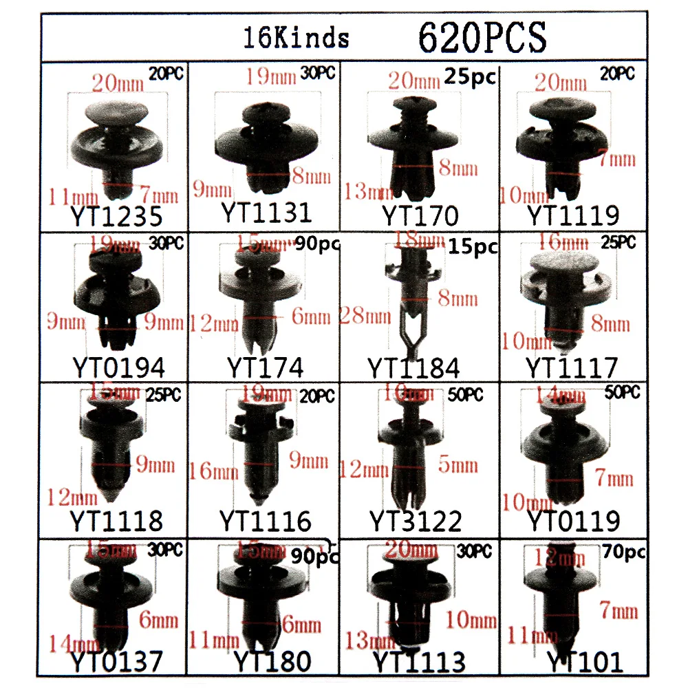 645/650 шт авто крепеж зажим с ручными инструментами отделка двери панель заклепка на автомобильный бампер фиксатор нажимной крышки двигателя зажимы штифт корпуса заклепки