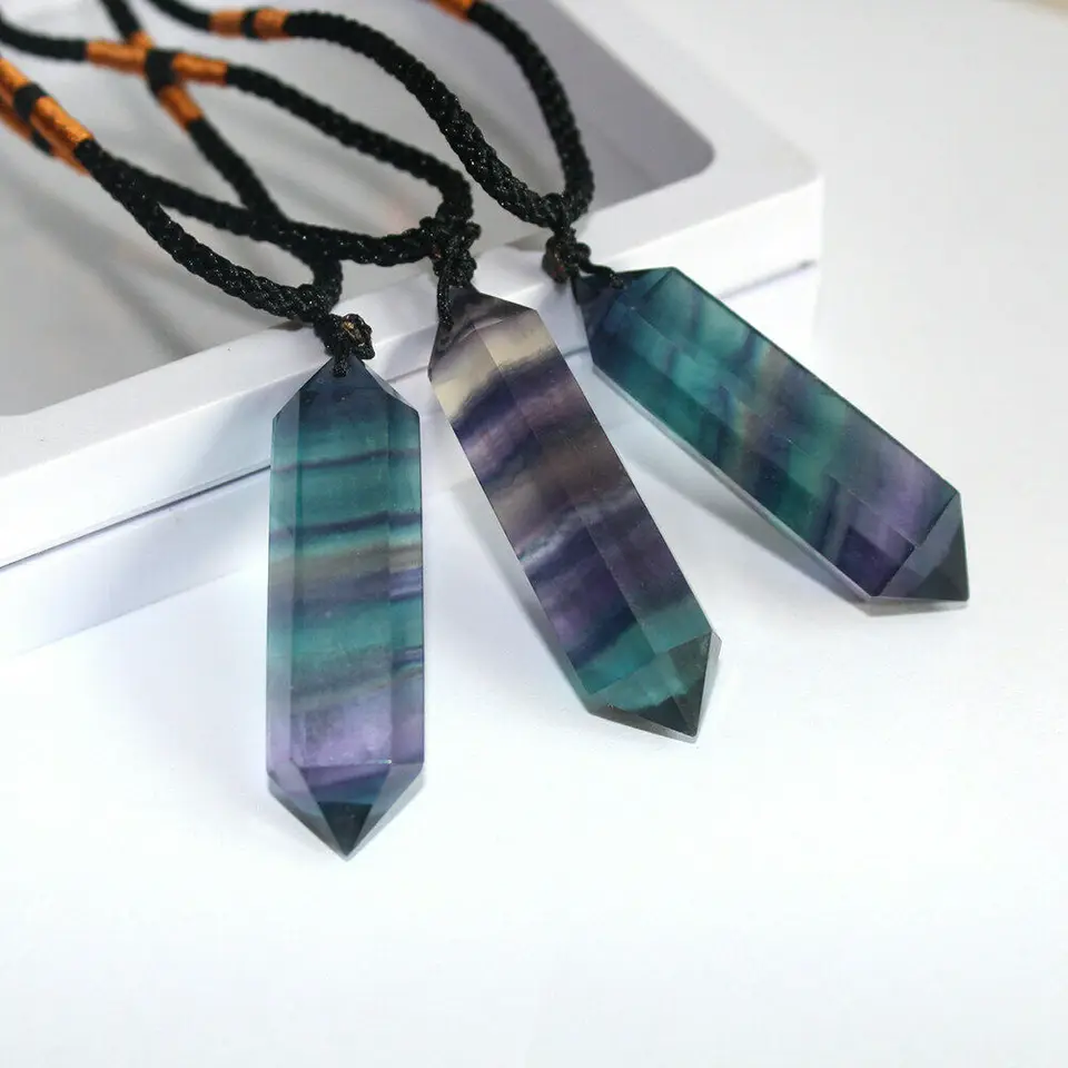 Collana Con Punta Di Cristallo Di Fluorite Arcobaleno - Foto 9