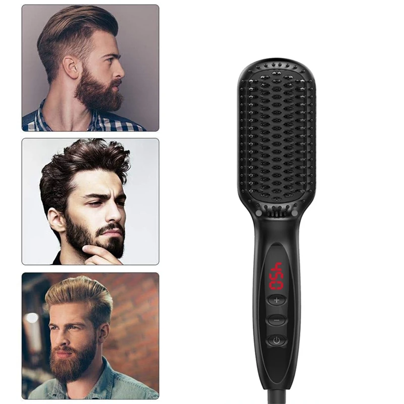Электрический выпрямитель для бороды, расческа, Ионная Щетка для волос, выпрямляющая, формирующая расческа, стайлер для волос для мужчин