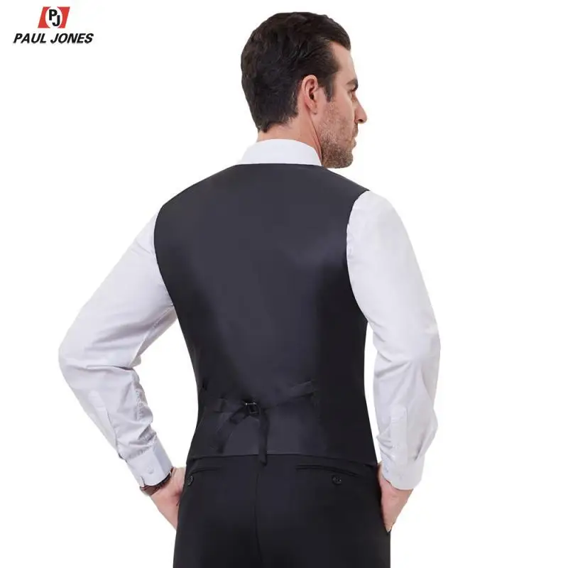 PAUL JONES мужской деловой костюм жилеты Slim Fit 3 кнопки короткое пальто в формальном стиле стильный костюм с v-образным вырезом жилет свадебное платье жилет PJAD1064
