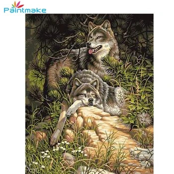 

Paintmake Animal DIY Painting By Numbers Drawing Kits Wolf Oil Painting On Canvas For Home Room Decor Wall Art Picture