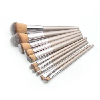 

Champagne Gold Makeup Brushes Set 10PCS Tapered Wooden Handle Powder Eyeshadow Make Up Brushes Cosmetics Beauty Tools Maquiagem