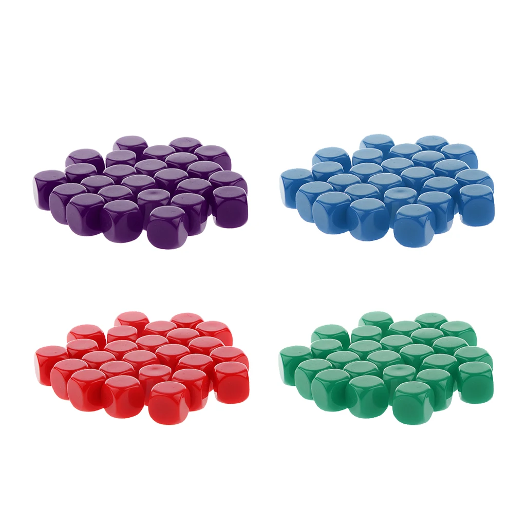 4X 25pcs Blank Six Sided D6 Dice D&D RPG Counting Cubes Board Game Favours
