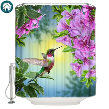 

Nordic Flamingo Plant Attracting Hummingbirds Shower Curtain Waterproof Bathroom Curtain