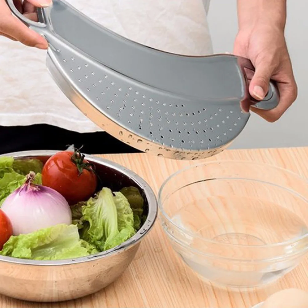 

Pot Strainer Stainless Steel Pasta Spaghetti Practical Draining Tool Pot Strainer Pan Drainer for Home Kitchen Easy Draining
