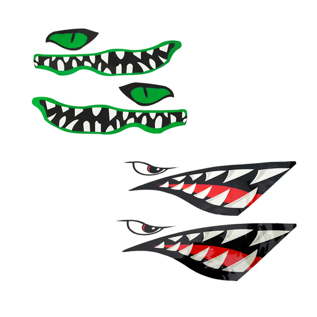 2pcs Shark+ 2x River Monster Mouth Stickers Waterproof Kayak Boat Car Decals