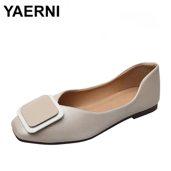 

YAERNI Women's Flat Shoes Sweet Large Size Flats Lady Slip On Loafers Casual Moccasins Party Square Toe Lady Shoes Breathable