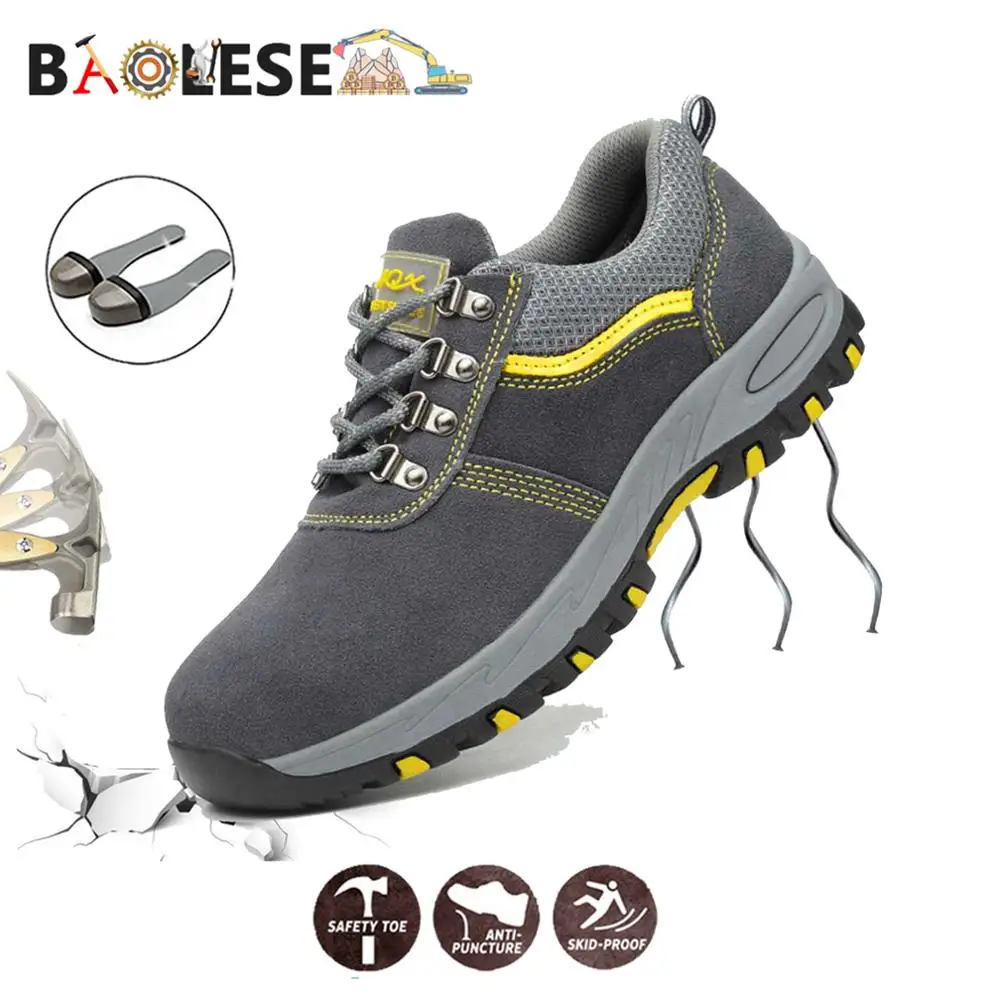 

BAOLESEM Safety Shoes Man Work Safety Shoes Steel Cap Toe Anit-smashing Construction Man Work Shoes Protection Worker Shoes New