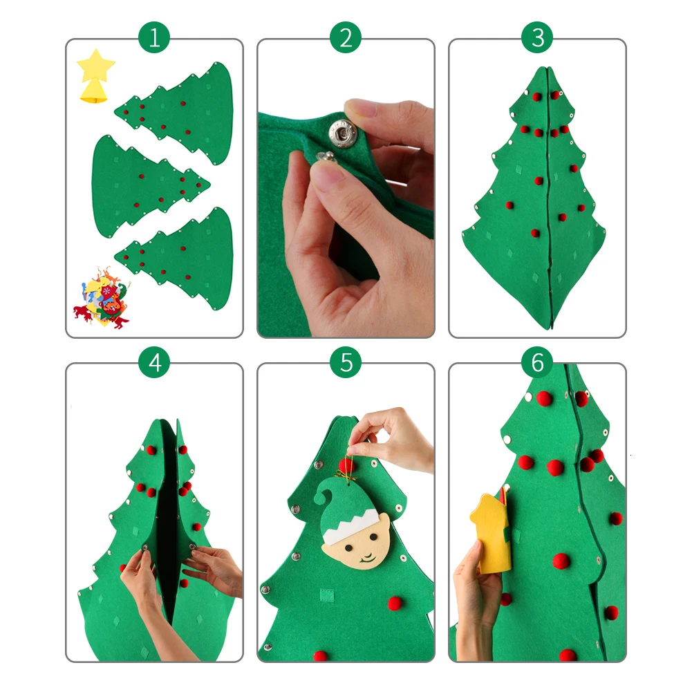 DIY Felt Christmas Tree New Year Gifts Kids Toys Artificial Wall Hanging Ornaments Xmas Decoration For Home Arbol De Navidad