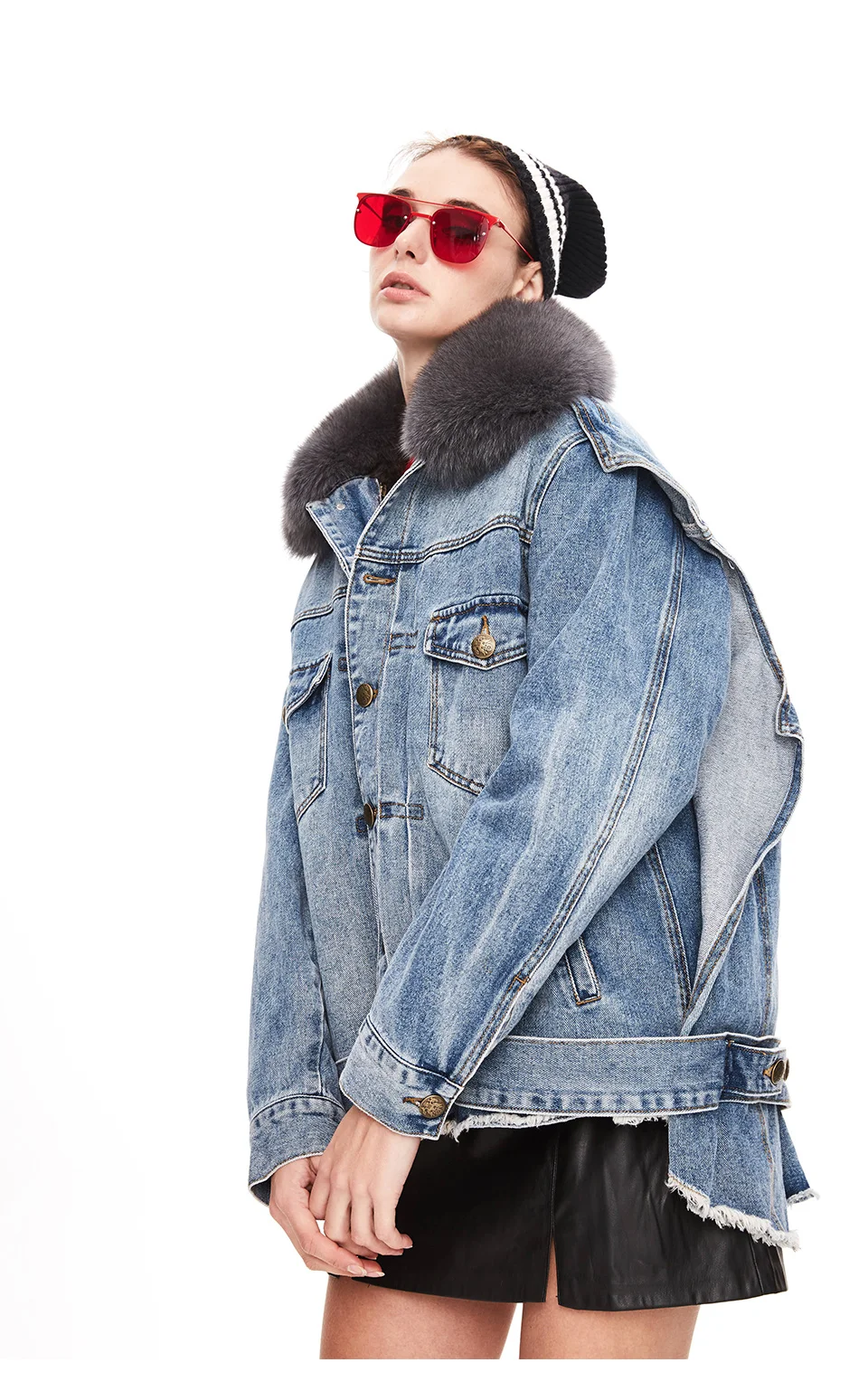 JAZZEVAR Зима новое поступление джинсовая куртка женская с меховым воротником модный стиль высокое качество женские куртка для зима W9084