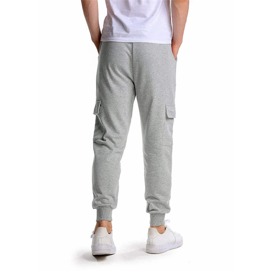 work casual pants FOJAGANTO Men's Casual Sports Sweatpants Multi-Pocket Four Seasons Jogging Pants Fashion Solid Color Sports Sweatpants Male casual work pants