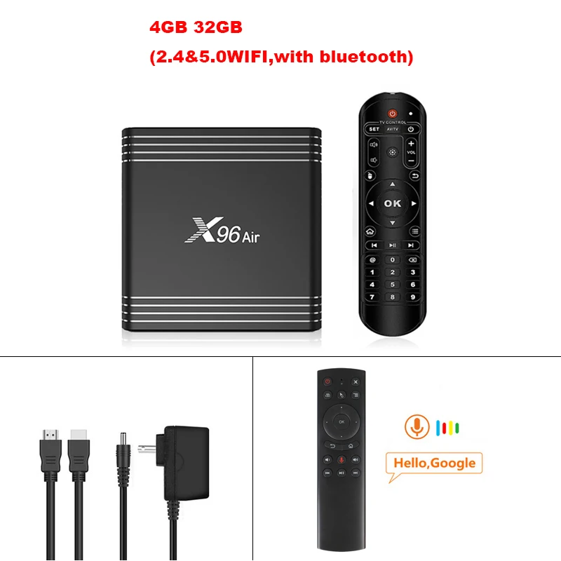 4G 32G with G20 X96 Air Smart tv Box Amlogic S905X3 4 ГБ 32 ГБ 64 ГБ Android 9,0 tv BOX 1080P 8K fps24 двойной wifi Bluetooth телеприставка Netflix - Цвет: 4G 32G with G20