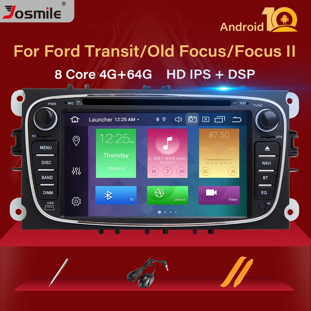 Автомобильный мультимедийный DVD плеер IPS DSP 2 Din Android 10 0 для Ford Focus S Max Mondeo MK4 Galaxy C