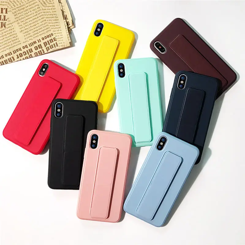

Magnetic Candy Color Bracket Case For iPhone XR XS Max X 7 8 Plus 6 6S Plus Wrist Strap TPU Shockproof Back Cover For iPhone XR
