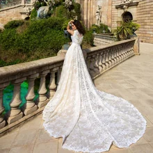 

Robe De Mariee 2021 New Champagne Mermaid Princess Wedding With Detachable Train Bridal Gowns Plus Size