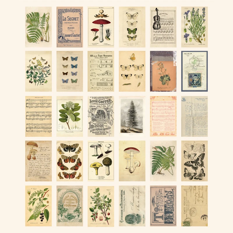 30 pcs/set Retro Ancient Forest Animals Plants Specimen Postcard Vintage Creative Writing Greeting Postcards Gifts Stationery