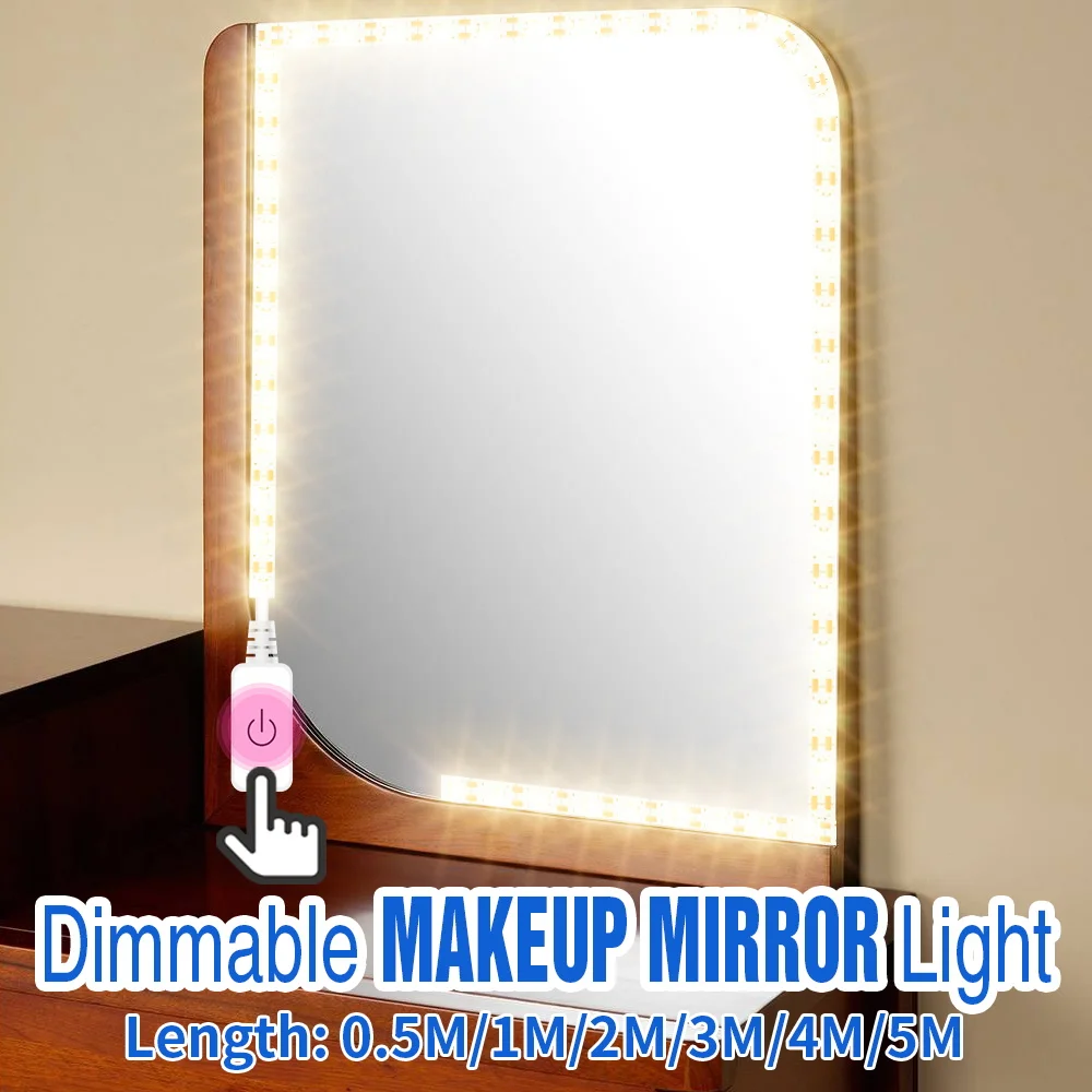 Hollywood Flexible Vanity Light Dimmable LED Makeup Mirror Lamp USB Cosmetic Strip Dressing Table 50CM 1M 2M 3M 4M 5M |