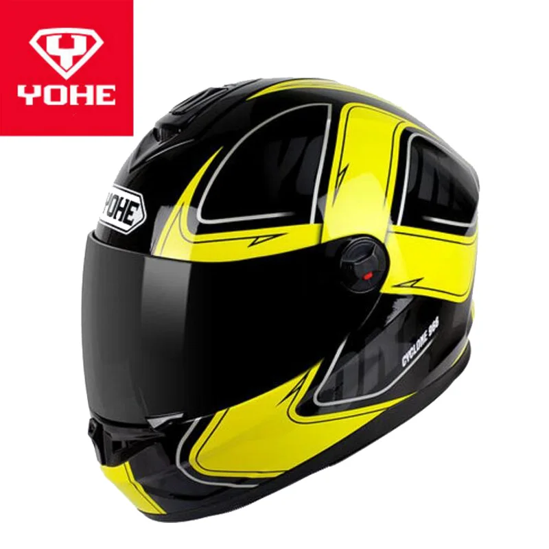 YOHE Полный мотоциклетный шлем Рыцарь защита для мотокросса мотоциклетные шлемы из АБС-пластик линза козырек Кобра Шаблон - Цвет: Цвет: желтый