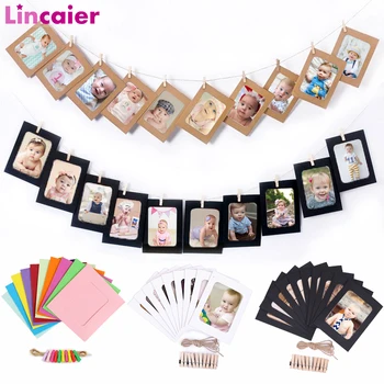 

3inch 10pcs Paper Photo Frames Banner First Boy Girl Happy Birthday Baby Shower Adult Wedding Party Decorations Home Graduation