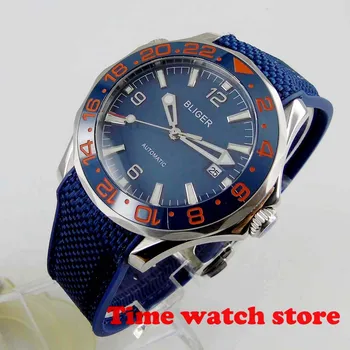 

Luxury 41mm gmt 3804 Automatic watch men waterproof sapphire glass blue dial rubber strap ceramic Bezel red marks luminous