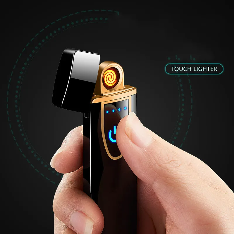 

Charging lighter Touch induction windproof electronic ultra-thin USB cigarette lighter custom Metal