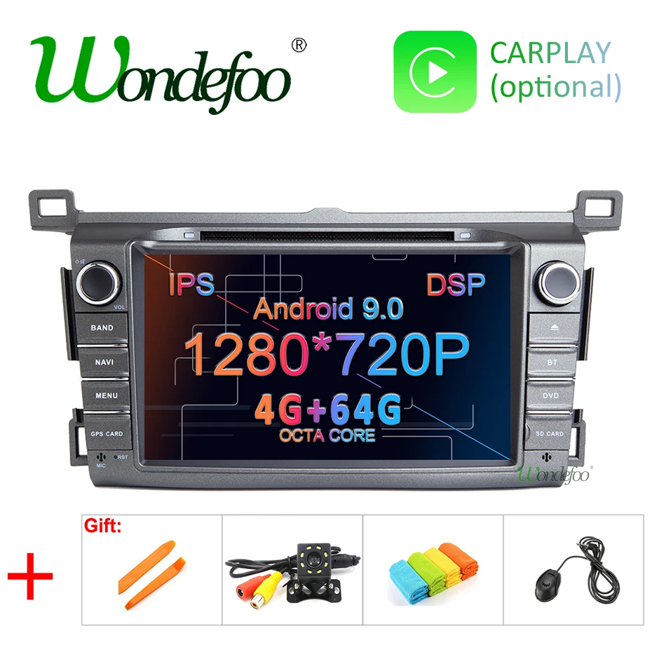 Top 8" DSP IPS 4G RAM Android 9.0 4G 64G Car GPS For Toyota RAV4 2013 2014 2015 DVD PLAYER multimedia navigation RADIO stereo 0