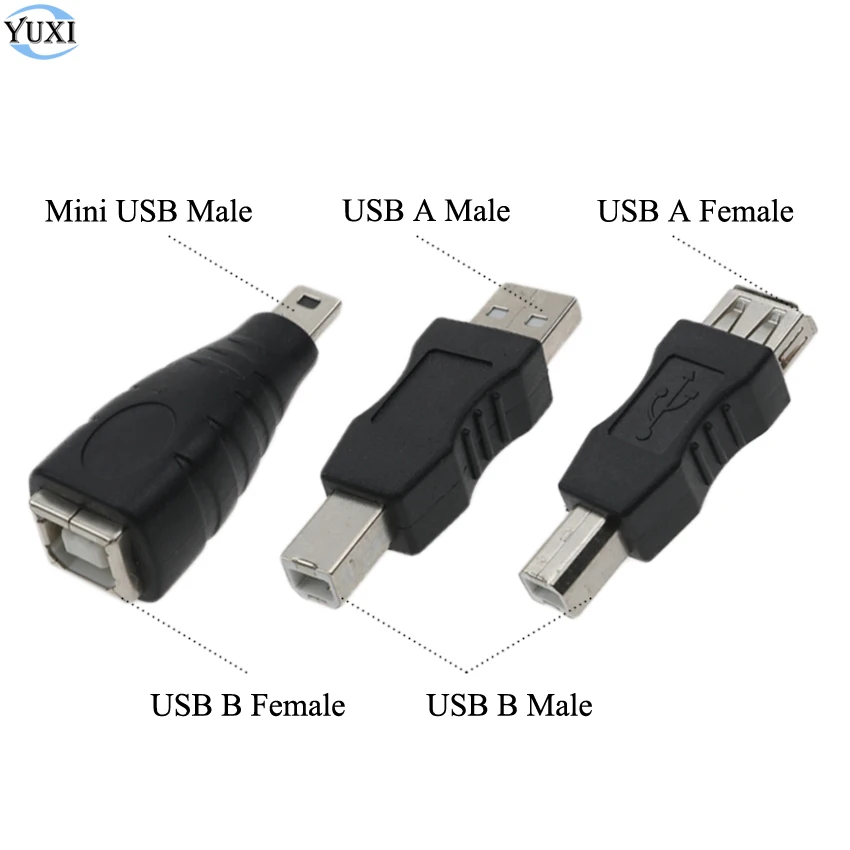 

YuXi USB 2.0 Type A B Female to USB A B Male / Mini USB Male Adapter Connector AF BF to AM BM Converter for Printer