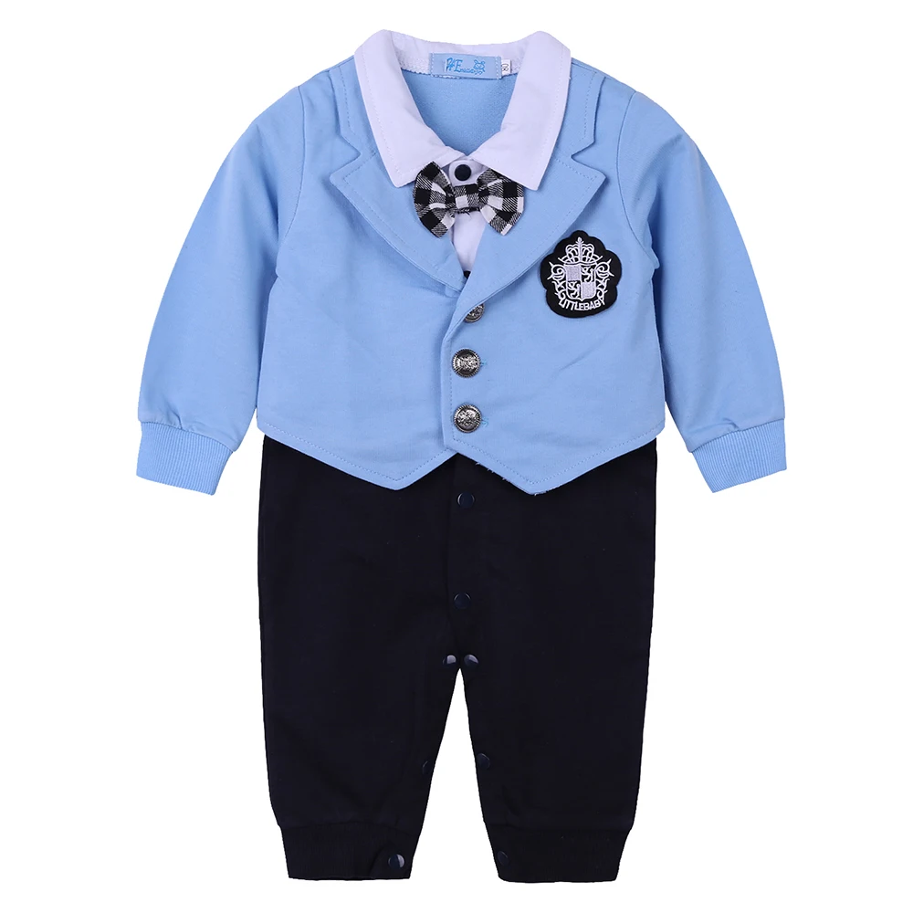 Синий HE Hell Enjoy Baby Boy Autumn New Winter Clothes Sets Newborn Boys Clothing Suit Long-Sleeve Gentleman Plaid Bow Tie Romper - Цвет: Синий