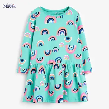 

Little maven kids girls fashion brand autumn children's dress baby girls clothes Cotton rainbow print toddler girl dresses S0822