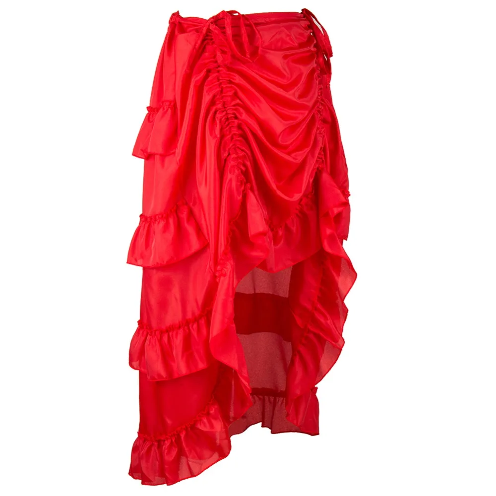 Викторианские коричневые спереди короткие сзади Длинные асимметричные оборки псевдостаринные юбки плюс размер готическая одежда винтажные юбки для женщин 6XL