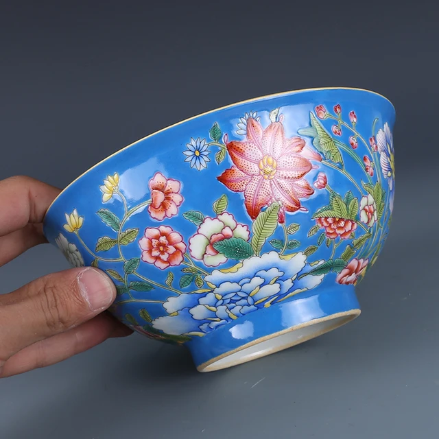 Qing Császár Kangxi Pasztell Arany Festett Kézzel Virág Tál Antik Porcelán Díszek - Image 3