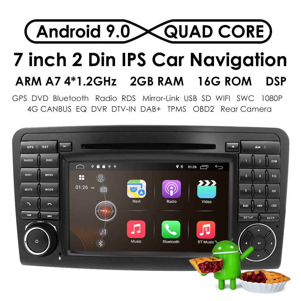 " CarGPS навигации для Mercedes Benz ML GL W164 ML300 ML350 DVD Радио Android8.1 iPod WI-FI 4G USB SD Cam-в OBD2 DAB+ Обратный Cam