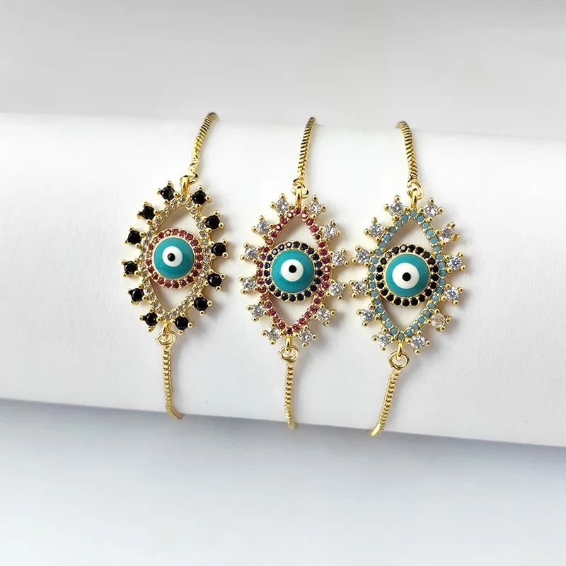 10 шт. микро проложить Блестящий кубический циркон CZ разъем для глаз браслет для женщин талисман для девушки модные ювелирные изделия подарок BG307