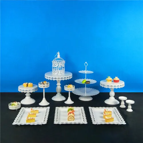 Tobs White Cake Stand Round Metal Cupcake Stand Candy bar Dessert Wedding Party Display Macarons Tray Decoration Tools Bake - Цвет: 13PCS
