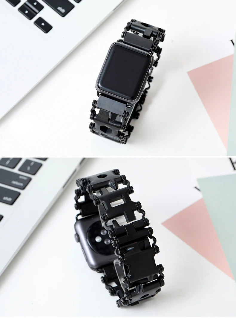 Для Apple Watch 5 набор инструментов гаджеты 304 Нержавеющая сталь Матовый уникальный дизайн ремешок для часов 40 мм 44 мм 38 мм 42 мм iWatch полосы