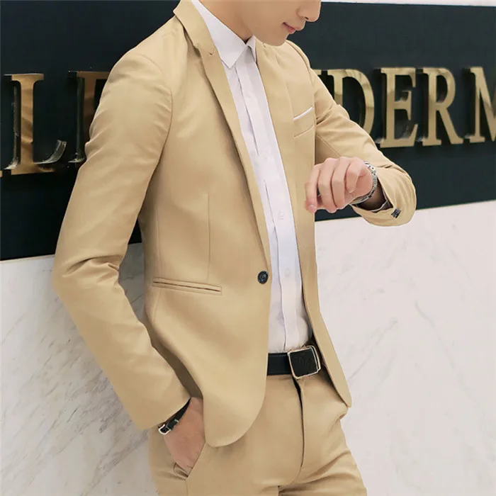 NaranjaSabor мужской высокое качество Блейзер сезон весна осень модный костюм пальто для мужчин Slim Fit повседневные куртки Мужская брендовая одежда N617 - Цвет: Khaki