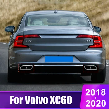 

For Volvo XC60 2018 2019 2020 Stainless Steel Rear Exhaust Muffler Tail End Pipe Decorative Sequins Cover Trim Auto Accessories