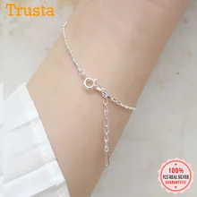Trusta Подлинная 925 пробы Серебряная модная Милая бамбуковая цепочка 16 см браслет для женщин девушек Подарок на день рождения DS2384