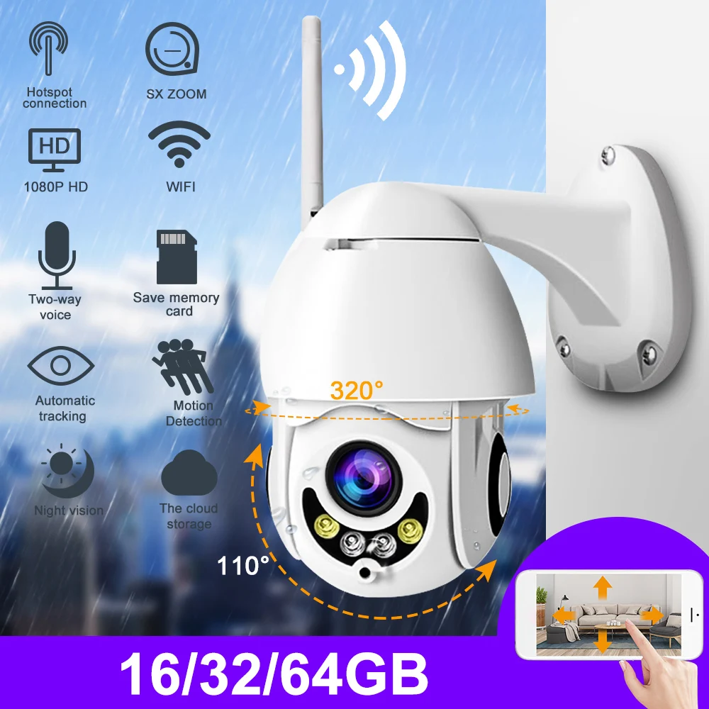 

1080P Wireless Speed Wifi Camera Home Security Surveillance NetCam Move Detection Infrared Night Vision Waterproof CCTV Camera