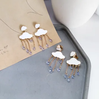 

Female Fashion Creative Clouds Rain Shape Earrings Sweet Girl Women Personality Beautiful Ear Clip Jewelry Accessories