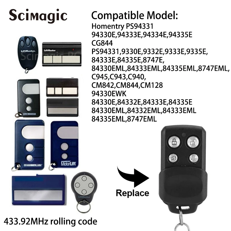 Чемберлен Motorlift Liftmaster 1A5639-7 1A6487 1A5477 132B2372 D-66793 94335E передатчик для ворот гаража 433 92