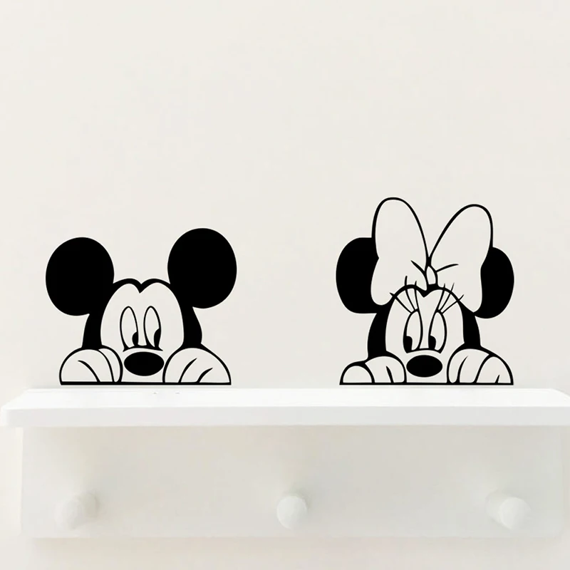 Cartoon Wall Stickers For Kids Bedroom Art Decor Cute Disney Mickey Minnie Mouse Baby Nursery Art Vinyl Wall Decals