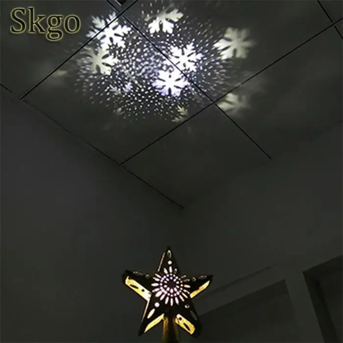 Christmas Tree Topper LED Star-shaped Top US, EU Light 4W 100-240V Projection Lamp Dcor Gold/Silver