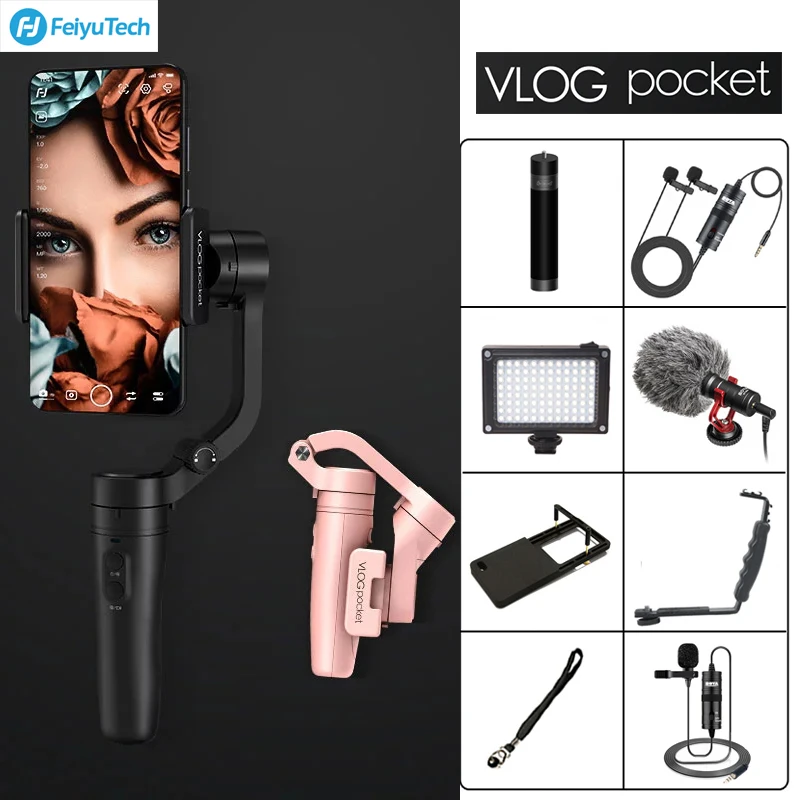 FeiyuTech Vlog Pocket 3-Axis Handheld Gimbal Smartphone Stabilizer for iPhone X 8 HUAWEI P30 pro MI 9 Xiaomi VS DJI Osmo Mobie 3