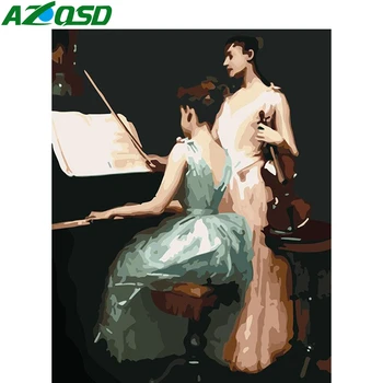 

AZQSD Adult Painting By Numbers Girls Acrylic Paint Decor For Home DIY Coloring By Numbers Portrait Unframe Handpainted Gift