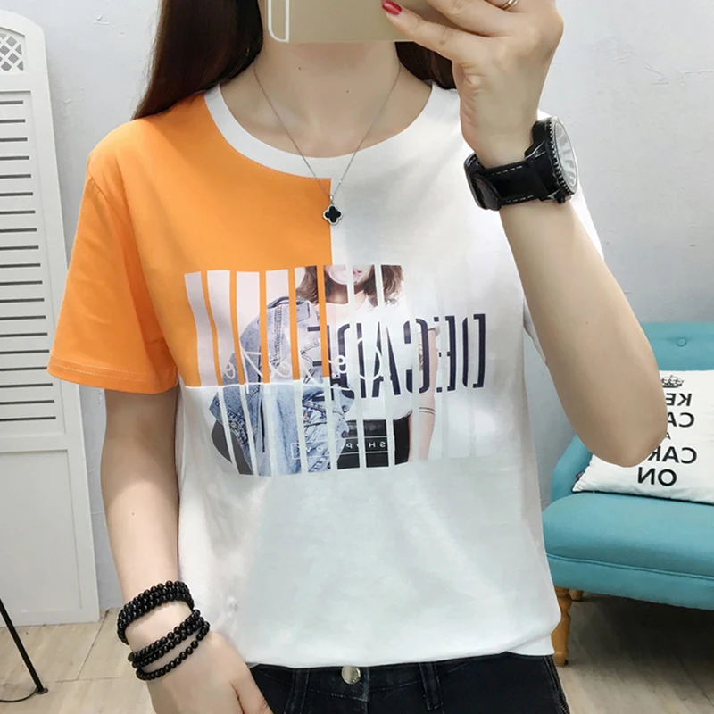在庫有り即納 女性用レタリングプリントtシャツ 女性用コットンtシャツ 韓国ファッション 半袖tシャツ21 国内最大規模の通販サイト Hashaliach Co Il